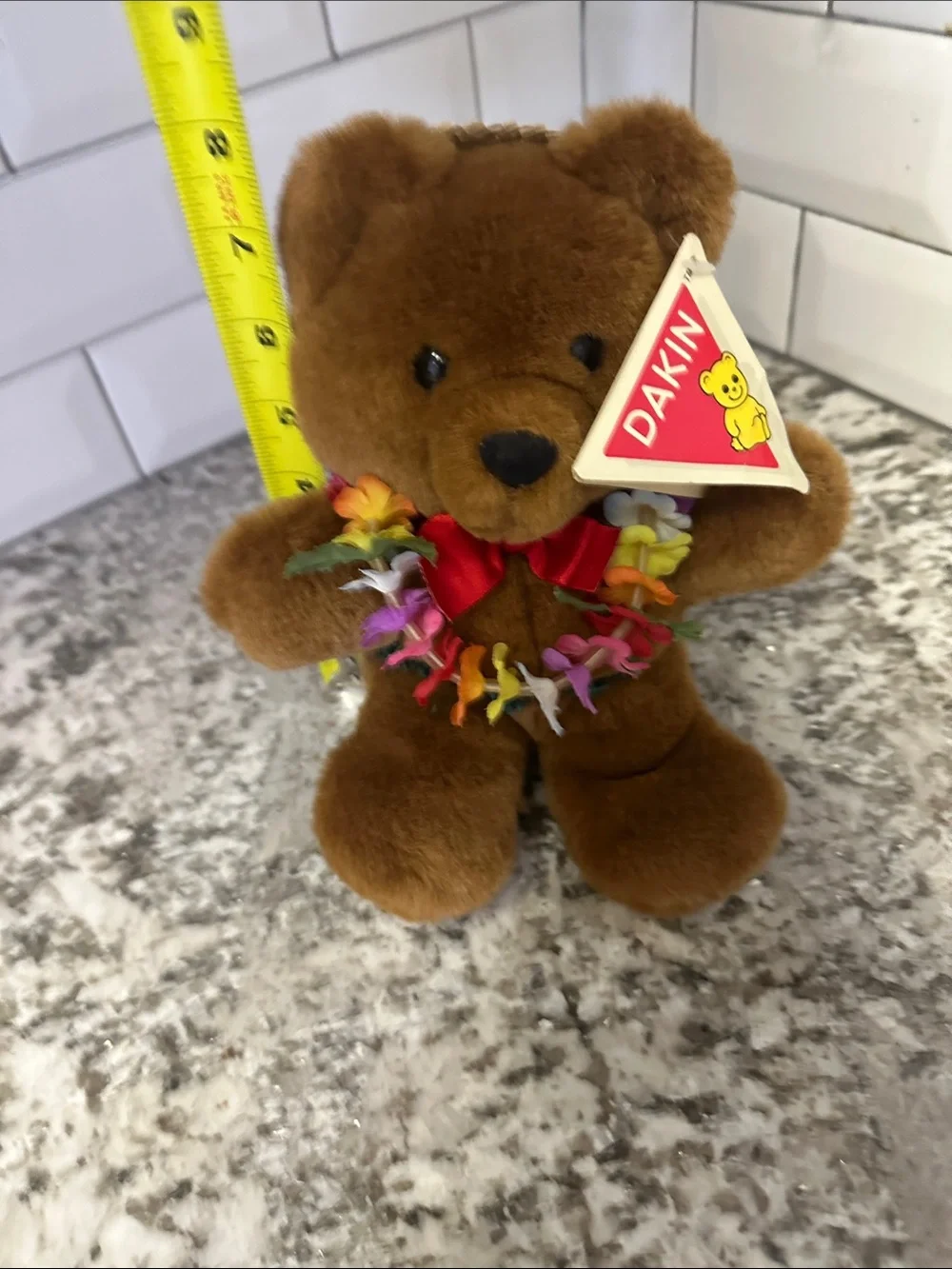 Daikin Hawaiian Brown Plush Teddy Bear with Floral Lei